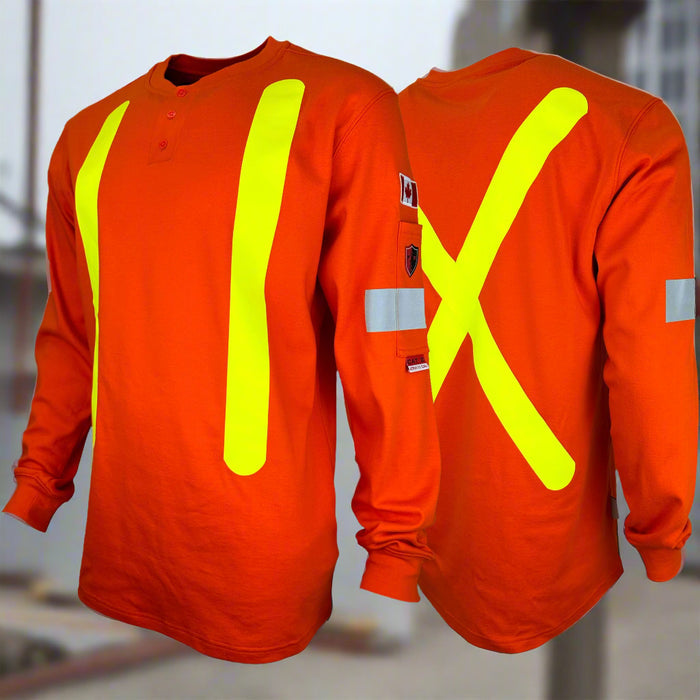 Atlas Guardian AR/FR OHSA Hi Vis Long Sleeve Henley Shirts 503OR