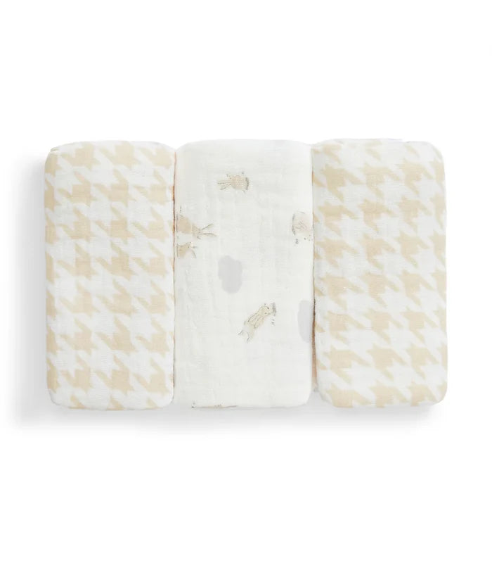 Baby Bath Bundle | Hooded Towel, Wash Cloth | Houndstooth