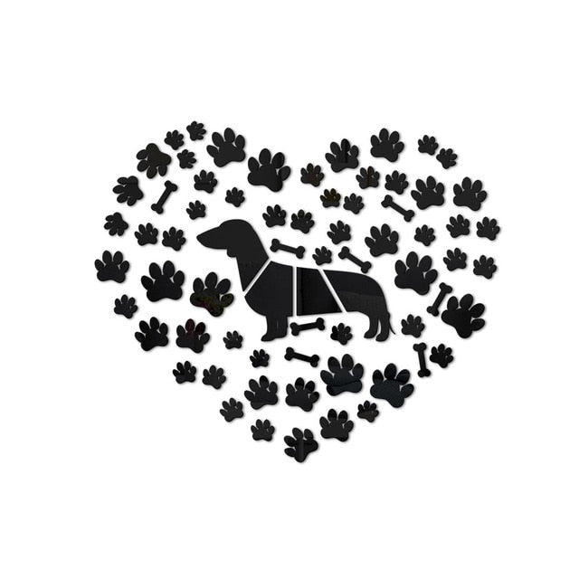 Dachshund Paws Mirror Effect Wall Stickers
