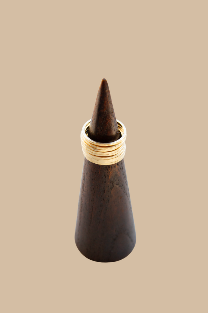 Hammered Skinny Ring Set in Gold