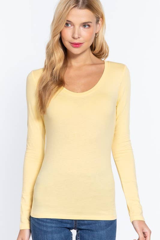Long Sleeve Scoop Neck Top