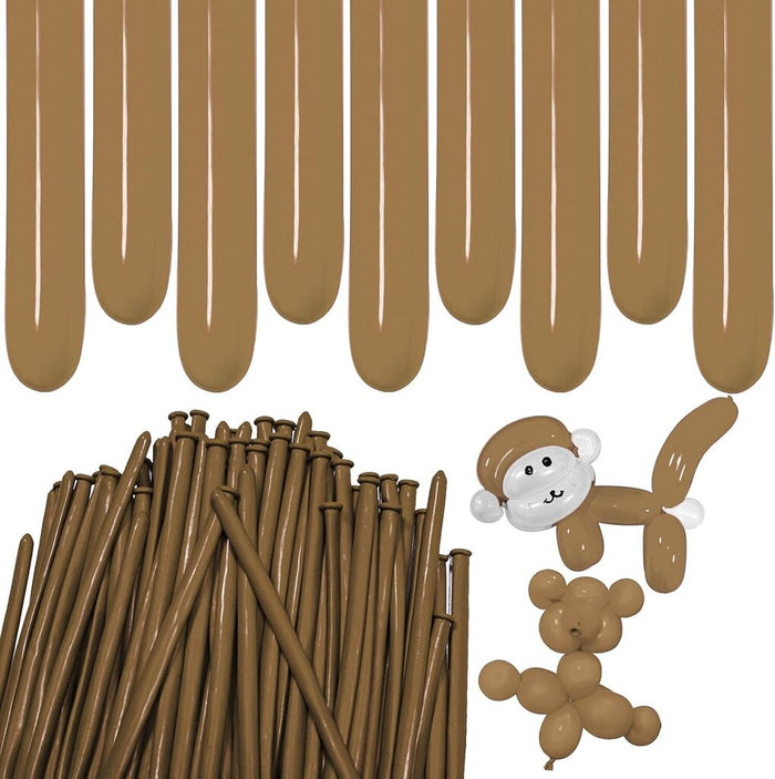 100pcs Coffee Brown Long Balloons