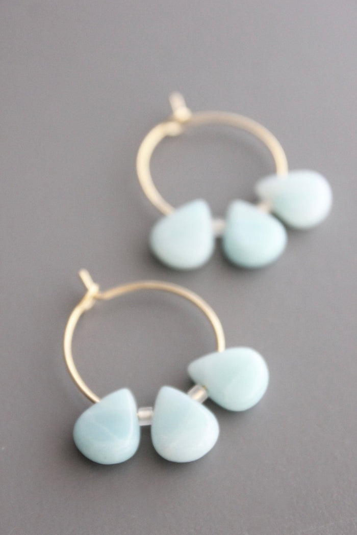 Amazonite Drops Hoops