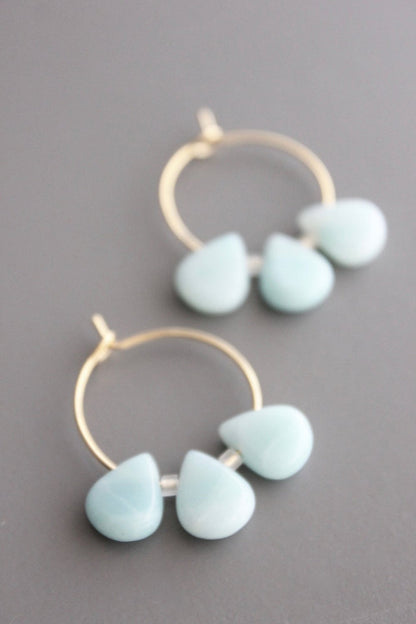 Amazonite Drops Hoops