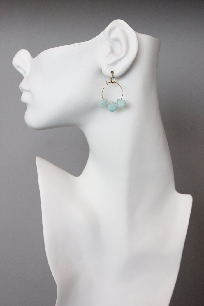 Amazonite Drops Hoops