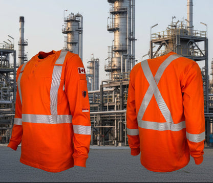 Atlas AR/FR Orange Shirt with 2" Segmented Striping 403OR