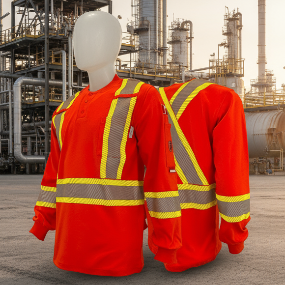 Atlas AR/FR Orange Shirt with 4" Segmented Striping 4034OR