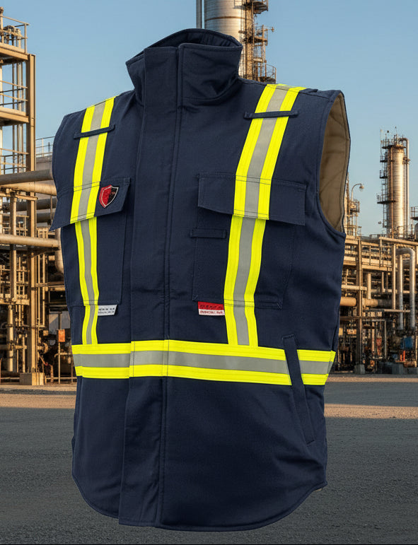 Atlas GuardianÂ® FR/AR Navy Insulated Vest 2194NB