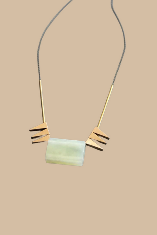 Aventurine and Brass Spikes Necklace