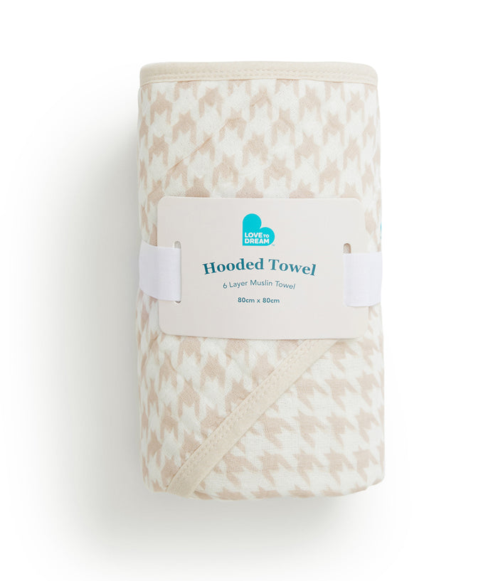 Baby Bath Bundle | Hooded Towel, Wash Cloth | Houndstooth