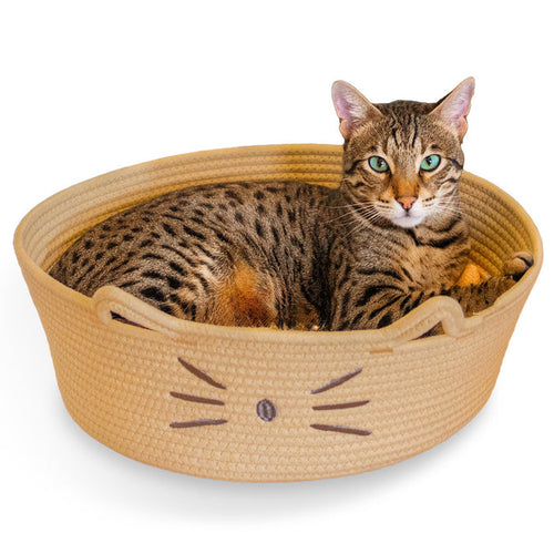 cat laying in Bed & Basket Retreat Tan