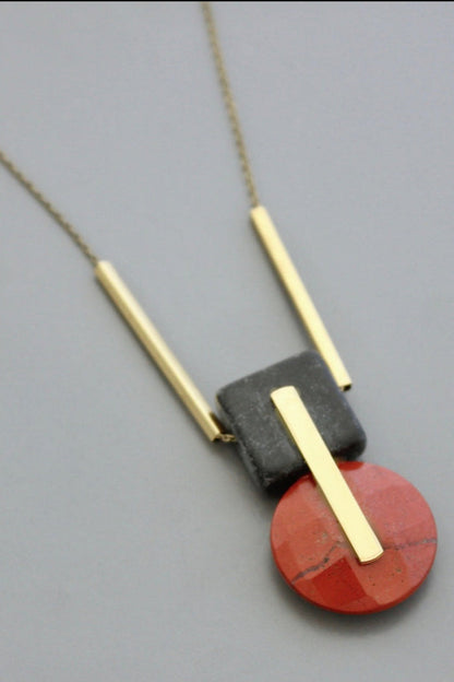 Black Agate and Red Jasper Necklace