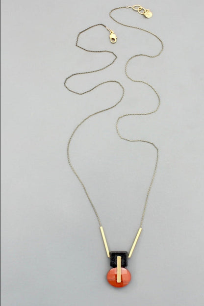 Black Agate and Red Jasper Necklace