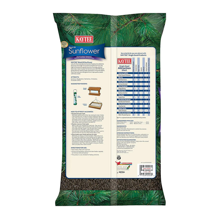 Back of Black Oil Sunflower Bird Seed bag.