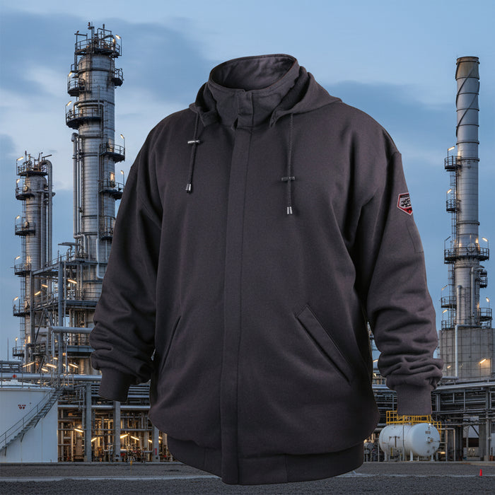 Black Stallion 12oz AR/FR Cotton Full-Zip Hooded Sweatshirt JF1331-BK