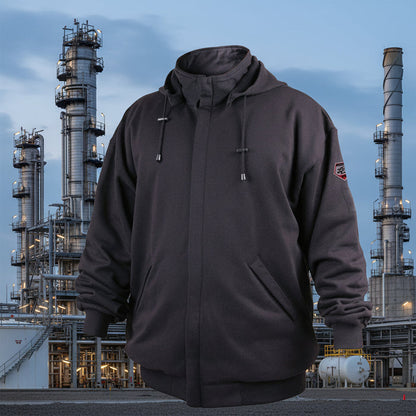 Black Stallion 12oz AR/FR Cotton Full-Zip Hooded Sweatshirt JF1331-BK