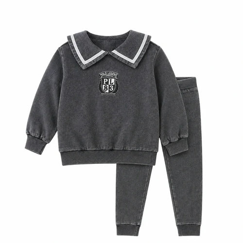 Black Wash Sweatset - Girls