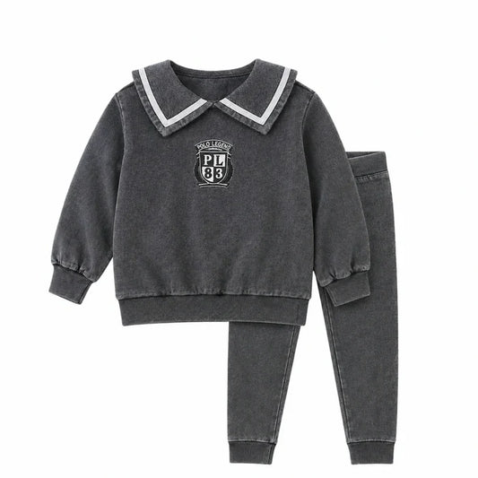 Black Wash Sweatset - Girls