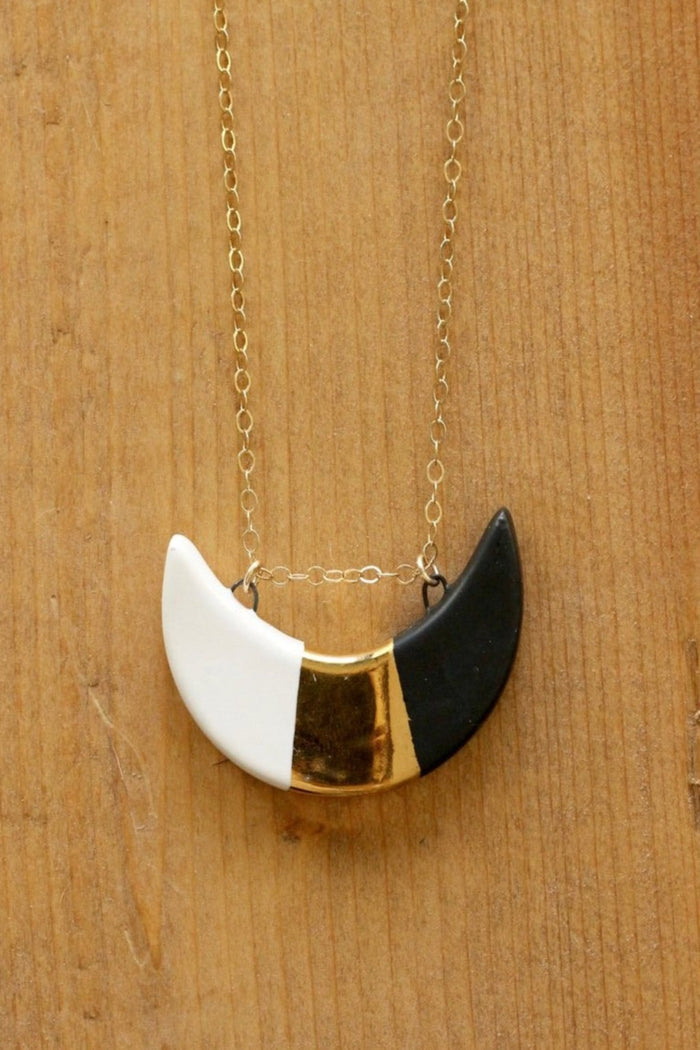 Black & White Crescent Necklace