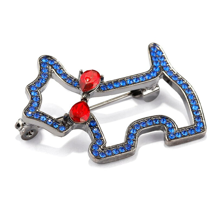 Blue Crystal Westie Brooch