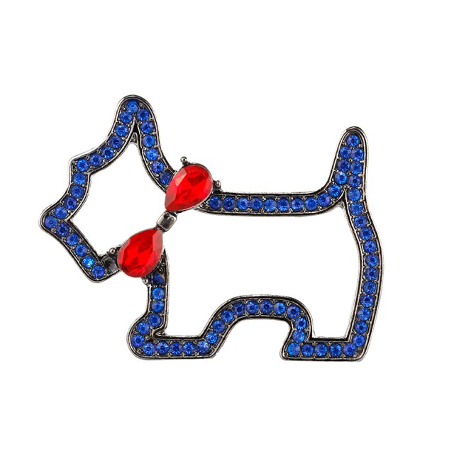 Blue Crystal Westie Brooch