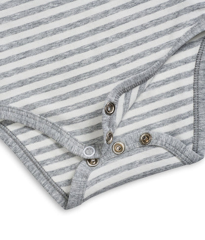 Bodysuit Long Sleeve Cotton Grey Stripe