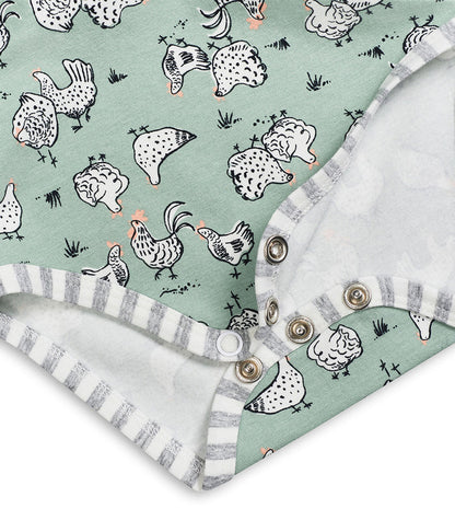 Bodysuit Long Sleeve Cotton Olive Chicken Run
