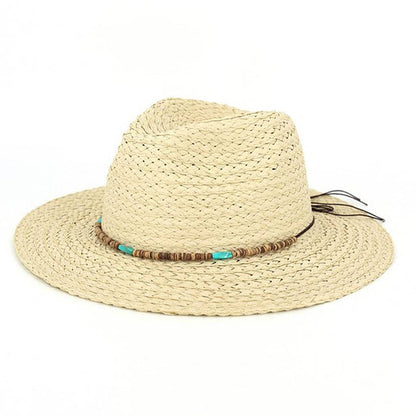 Boho Stone Band Straw Hat: BG