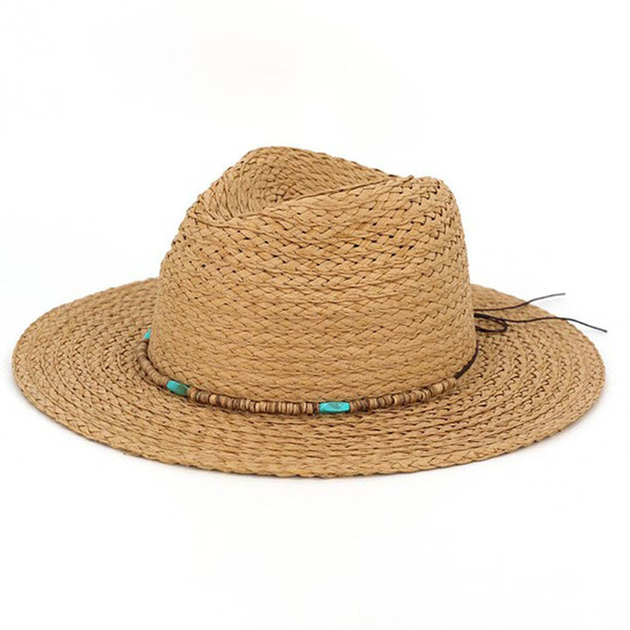 Boho Stone Band Straw Hat: BG