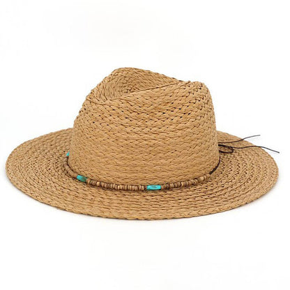 Boho Stone Band Straw Hat: BG