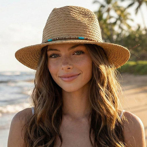 Boho Stone Band Straw Hat: TP