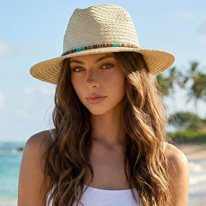 Boho Stone Band Straw Hat: TP