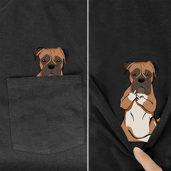 Boxer Dog In Pocket T-shirt
