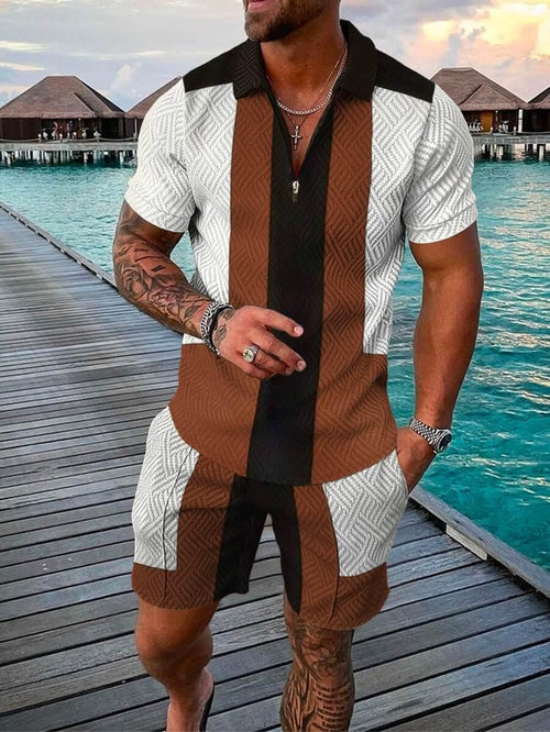 Brown Bear Polo Shirt And Shorts Matching Set
