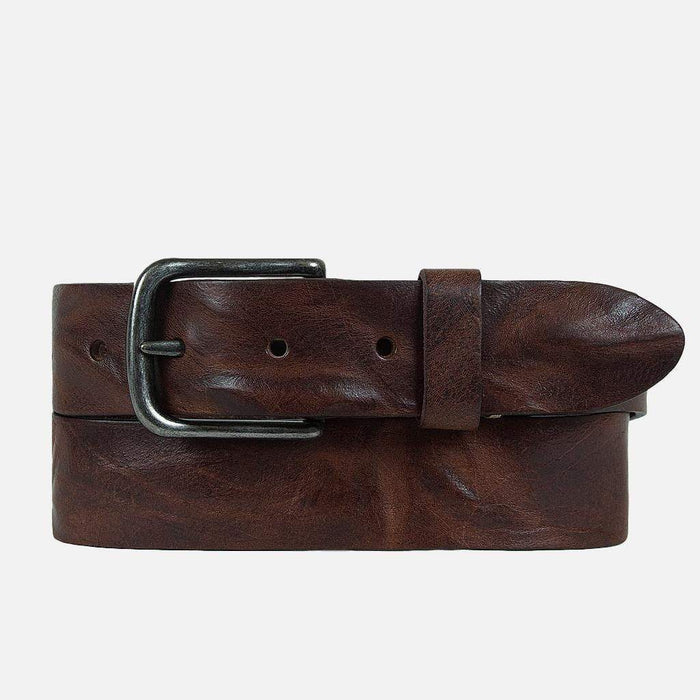 Brown Silver Buckle Classic Casual Rugged Leather Belt