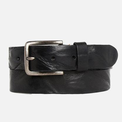 Brown Silver Buckle Classic Casual Rugged Leather Belt