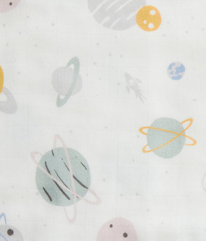 Burp Cloth 2 Pack Muslin Mist Blue Rocket