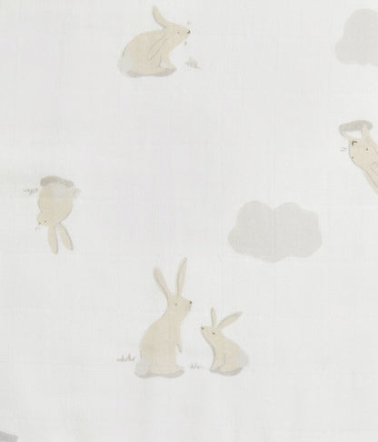 Burp Cloth 2 Pack Muslin White Cloud Bunnies