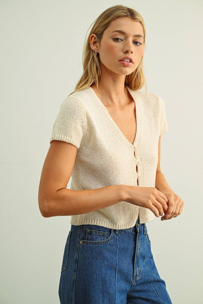 Cap Sleeve Knit Top