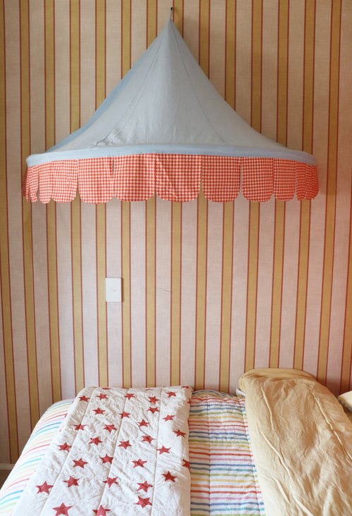 Carnival Wall Canopy Sky & Tomato Gingham