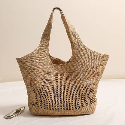Casual Woven Tote for Everyday Outing: CAMEL / One Size