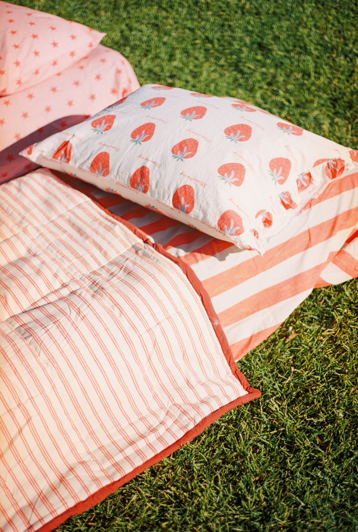 Cherry Stripe Fitted Sheet Set