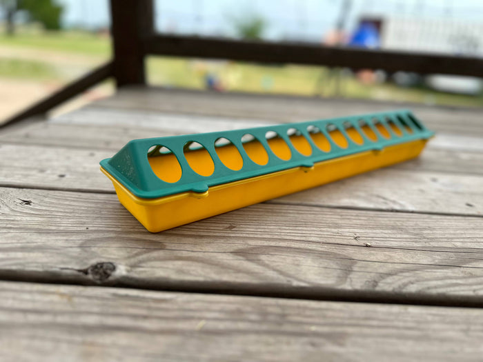 Chick Feeder Trough, Yellow/Green 20"