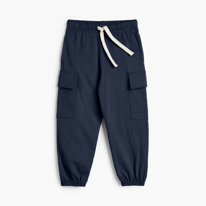 Cloud Cargo Joggers - 100% GOTS-Certified Organic Cotton Pants - Navy - Made in Canada - Toddler and Kids and Teens - mini mioche