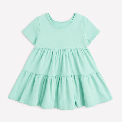 Cloud Cascade Dress - 100% GOTS Certified Organic Cotton Dress - Mint - Kids and Toddlers - Made in Canada - mini mioche