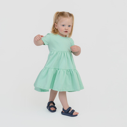 Cloud Cascade Dress - 100% GOTS Certified Organic Cotton Dress - Mint - Kids and Toddlers - Made in Canada - mini mioche