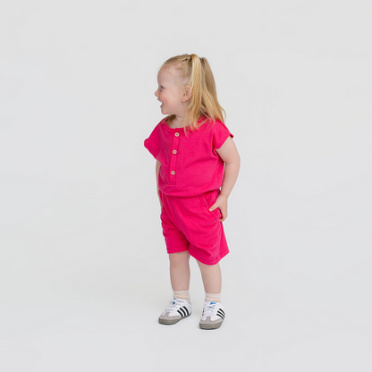 Cloud Coastal Romper - 100% GOTS Certified Organic Cotton Romper - Freesia - Kids - Made in Canada - mini mioche