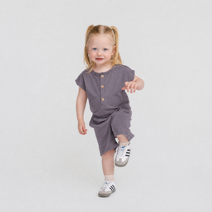 Cloud Coastal Romper - 100% GOTS Certified Organic Cotton Romper - Vintage Plum - Kids - Made in Canada - mini mioche