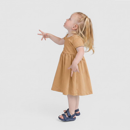 Cloud Cascade Dress - 100% GOTS Certified Organic Cotton Dress - Honeycomb - Kids and Toddlers - Made in Canada - mini mioche