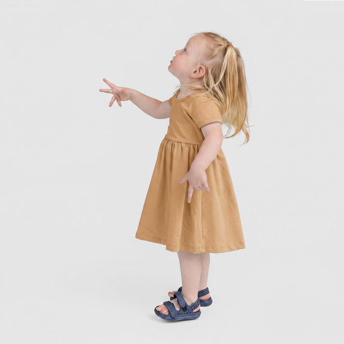 Cloud Cascade Dress - 100% GOTS Certified Organic Cotton Dress - Honeycomb - Kids and Toddlers - Made in Canada - mini mioche